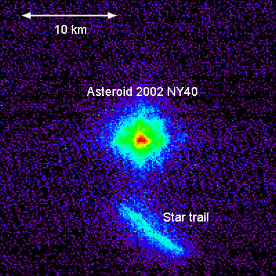 Caption Hband 163 microns image of asteroid 2002 NY40 taken on the