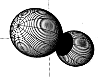 Schematic diagram of
BX Andromedae showing hotspot on secondary star