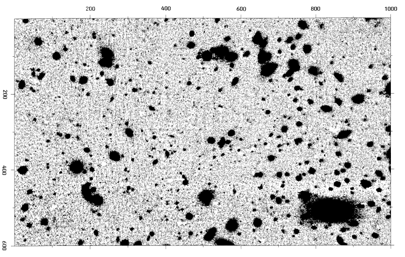 A grayscale image of a portion of cluster Abell 963