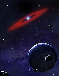 Ring around white dwarf. Artist impression by Mark A. Garlick