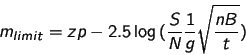 Limiting Magnitude Formula