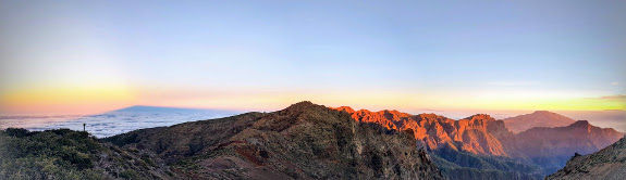 Sunset and shadow of Roque de los Muchachos Observatory in La Palma