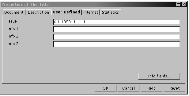 Properties - User Defined window after editing