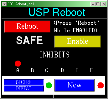 The Reboot display for the USP EPICS Crate