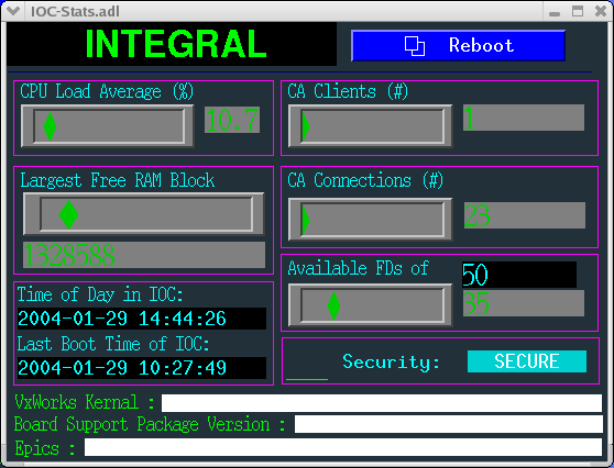The Status display for INGRID shows some invaid PV,s