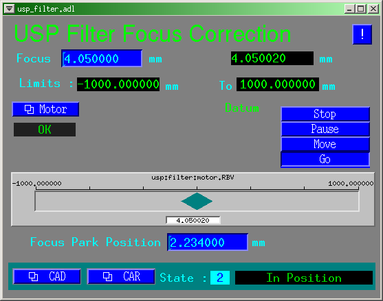 Filter Focus Correction display