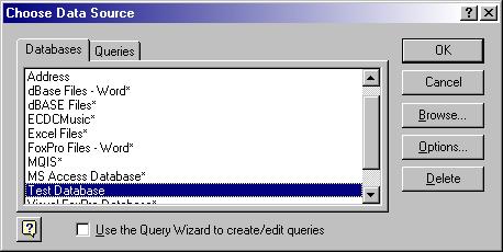 Microsoft Database Window