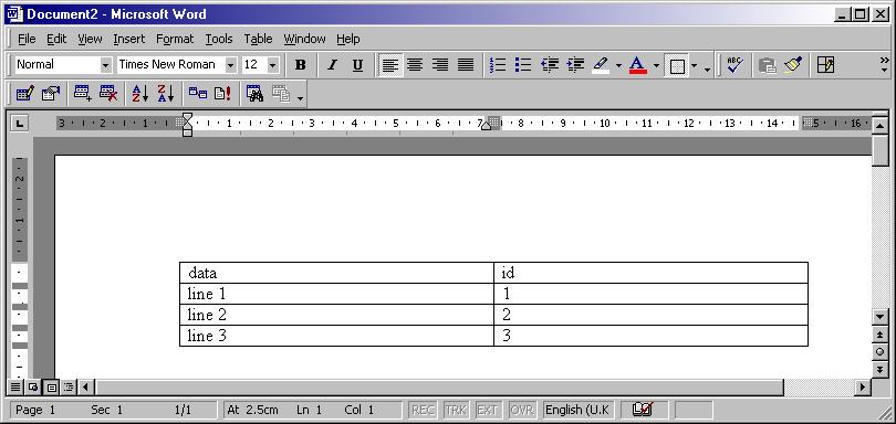 Microsoft Database Window